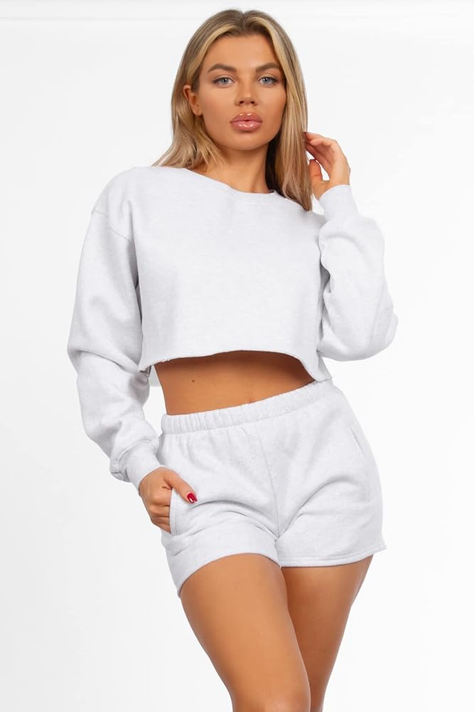 TIC TOC Women Casual Fleece Pullover Cropped Hoodie Long Sleeve